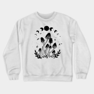 mushroom family night plants moonphase Crewneck Sweatshirt